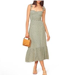 REFORMATION Nikita Midi Floral Green Dress 12